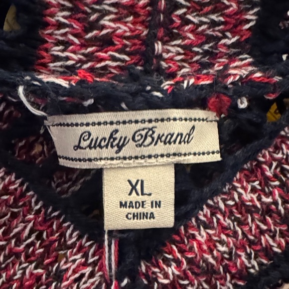 Lucky Brand Red and Navy Blue Striped Cardigan - Picture 2 of 4